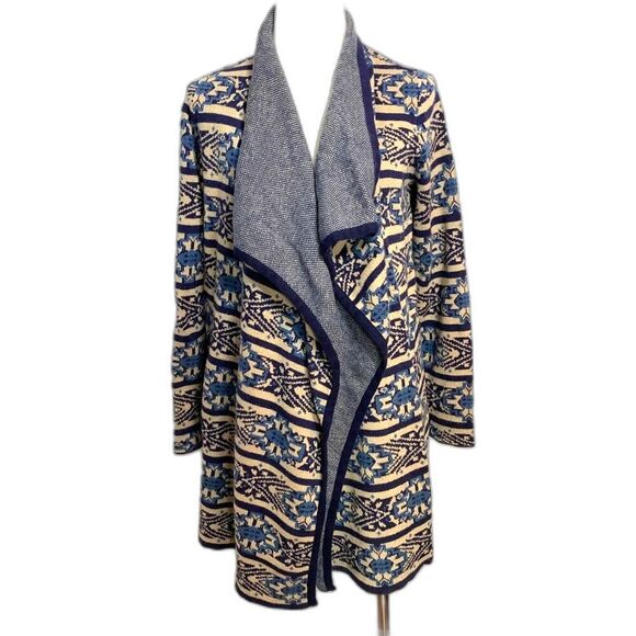 Lucky Brand Boho Cardigan Sweater Women’s Open Front Aztec Knit Size M - Picture 1 of 8